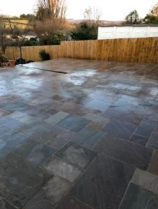 Slate tiling patio construction